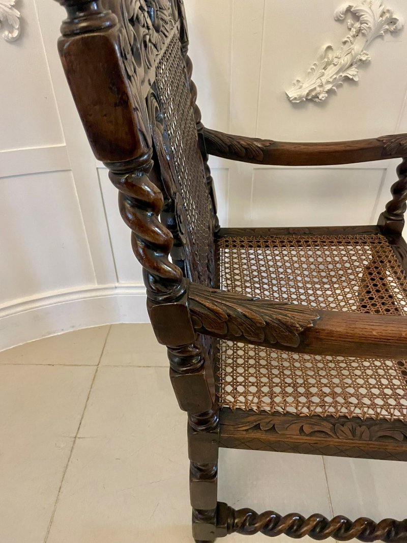 Set of Six Antique Victorian Quality Carved Oak Dining Chairs - Image 11